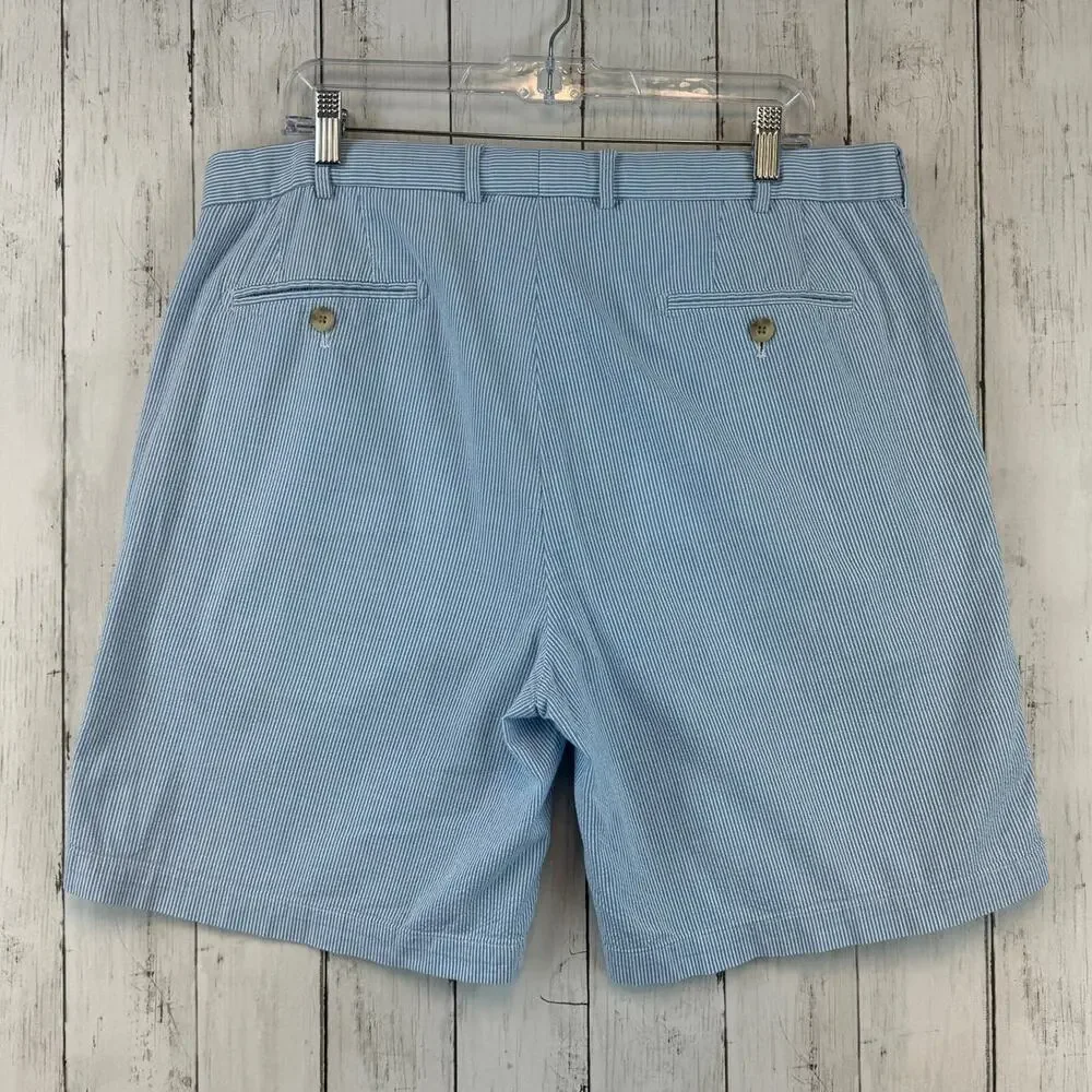 Peter Millar Blue Seersucker Lightweight Flat Front Chino 9